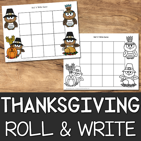 Thanksgiving Roll & Write Game Printable
