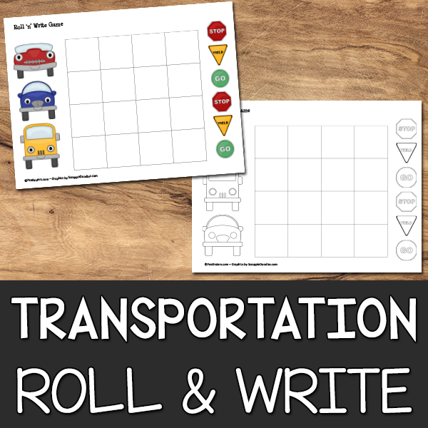 Transportation Roll & Write Game Printable