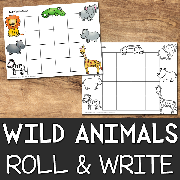Wild Animal Roll & Write Game Printable