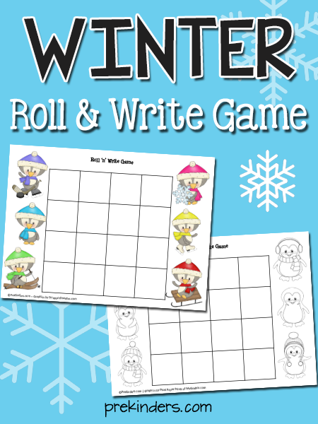 Winter Roll 'n' Write Game: Printable for Preschool, Pre-K, K