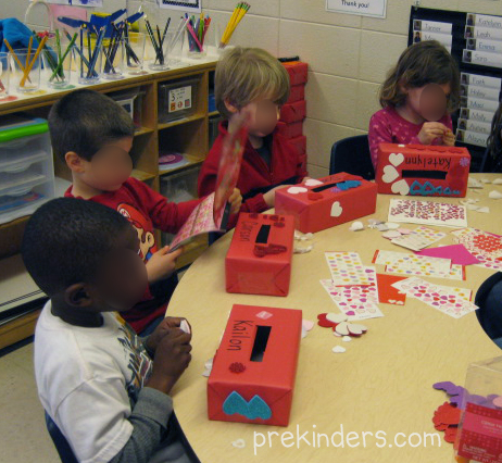 Valentine mailbox made with glove box or tissue box