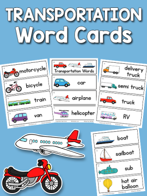 Transportation Word Cards