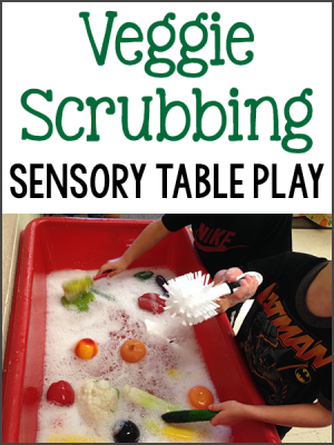 Veggie Scrubbing Sensory Table Play