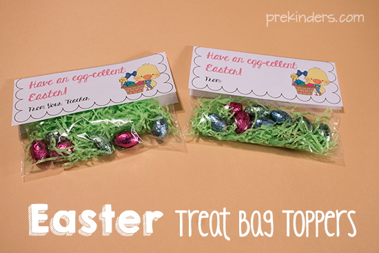 Easter Treat Bag Topper with chocolate eggs
