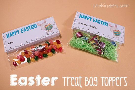 Easter Treat Bag Topper with jelly beans or chocolate