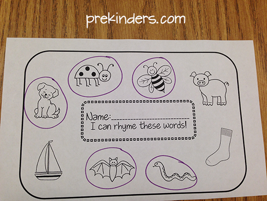 Rhyming Assessment for Pre-K