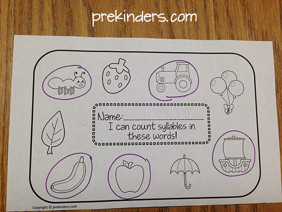 Syllable Assessment for Pre-K