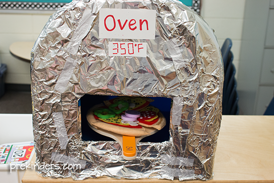 Dramatic play pizza shop oven