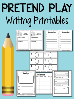 pre k reading printables Pretend Play Writing Printables