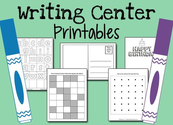 writing center printables - Kindergarten Writing Center