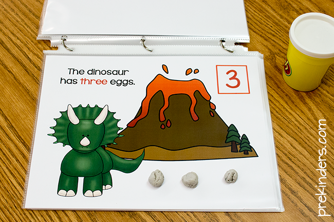 Dinosaur Play Dough Counting Mats