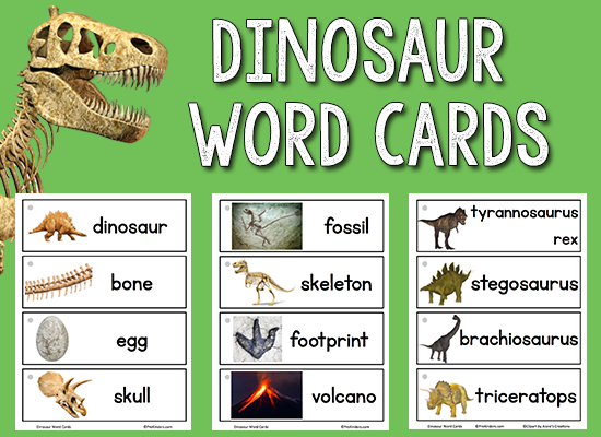 Dinosaur Picture Word Cards Printable