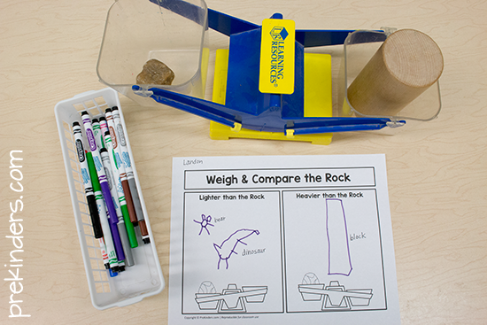 Weighing and Comparing Rocks: science for preschool kids