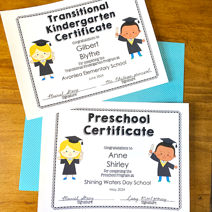 preschool certificates editable printable