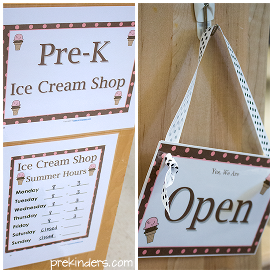 Ice Cream Shop Signs: Preschool Dramatic Play