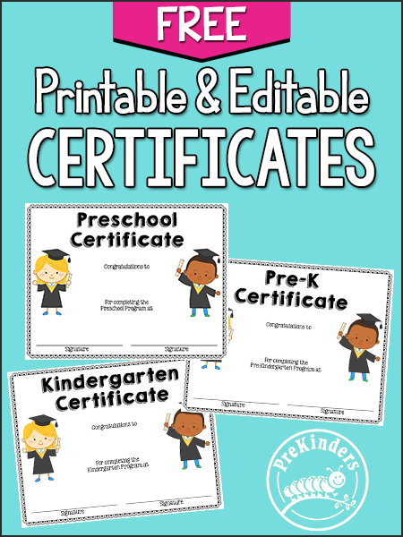 Preschool Graduation Certificates, Kindergarten, Pre-K