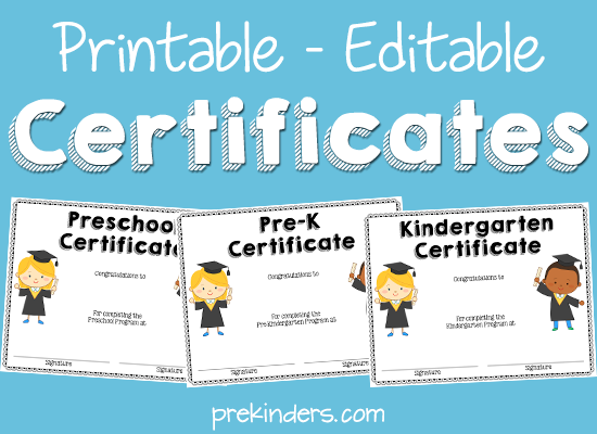 printable editable certificates for preschool pre k