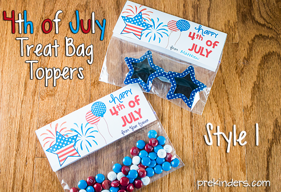 4th of July Treat Bag Topper (Independence Day) STYLE 1