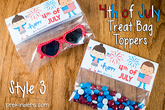 4th of July Treat Bag Topper (Independence Day) STYLE 3