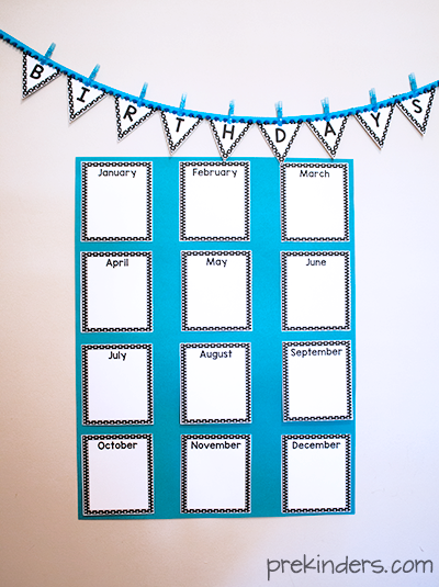 Birthday Chart for Classrooms - PreKinders