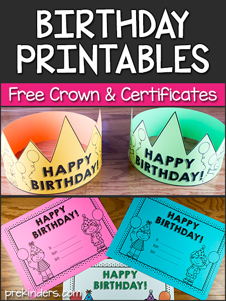 Birthday Crown, Certificate, Chart - PreKinders