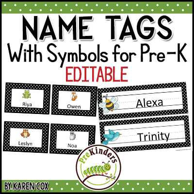 Symbol Name Tags for Preschool