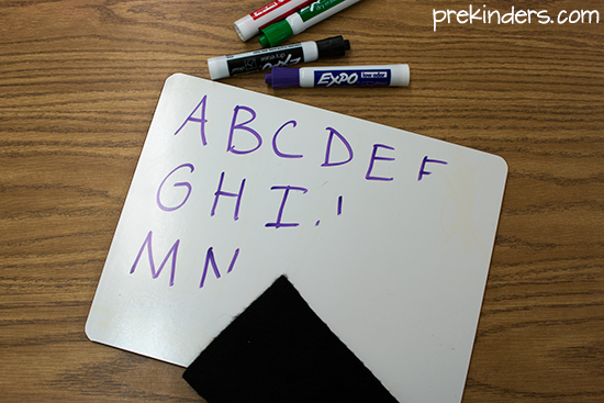 Teacher Tip: Felt squares for dry erase boards