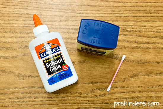 Teacher Tip: vaseline in glue caps