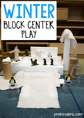 Winter Block Center Play in Preschool