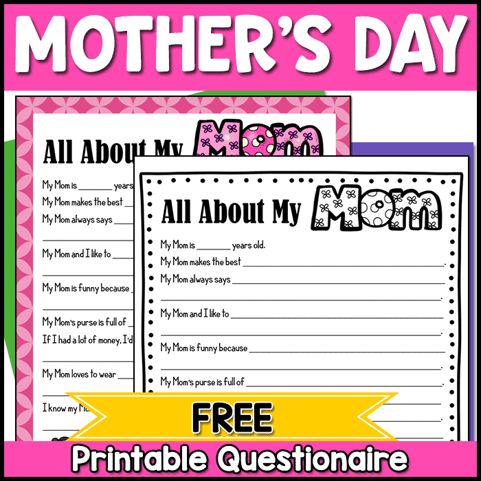 Mother's Day Questionnaire: Free Printable