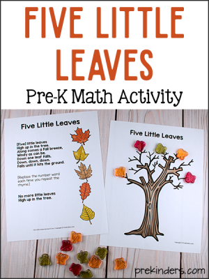 Five Little Leaves: Pre-K Math Activity