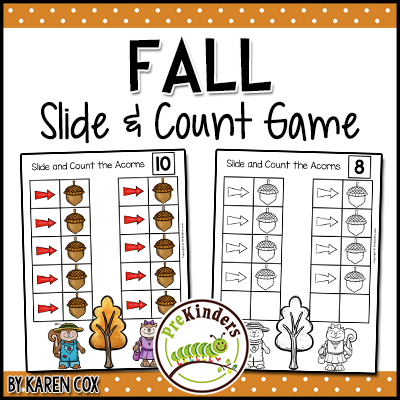 Fall Slide & Count Game: Helps kids practice counting with one to one correspondence.
