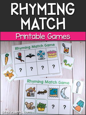 pre k reading printables Rhyming Match Game Printable