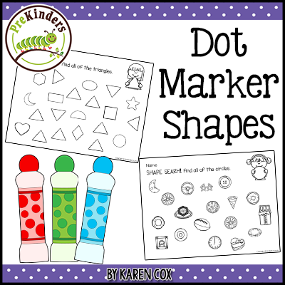 Dot Marker Shapes Game: printables to use with dot markers