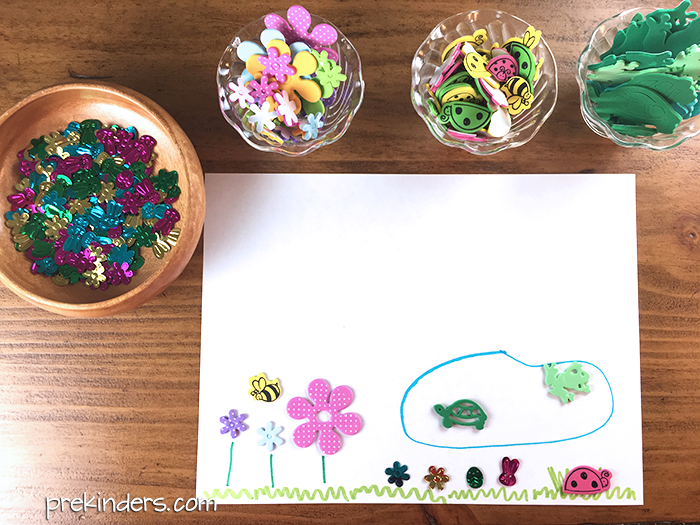 Foamie Shapes and Sequins for Spring Art: Preschool, Pre-K