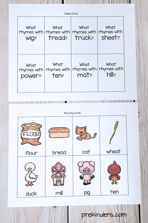 Little Red Hen Rhyming: Printable Game