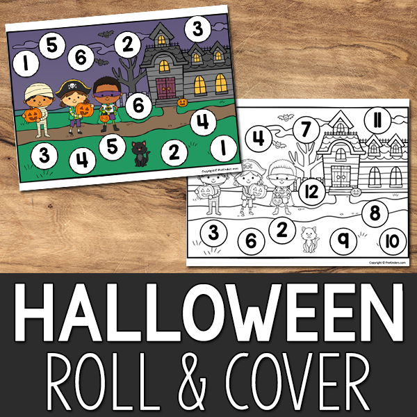 Halloween Roll & Cover Game: Math Printable