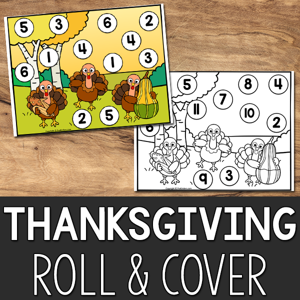 Thanksgiving Roll & Cover Game: Math Printable