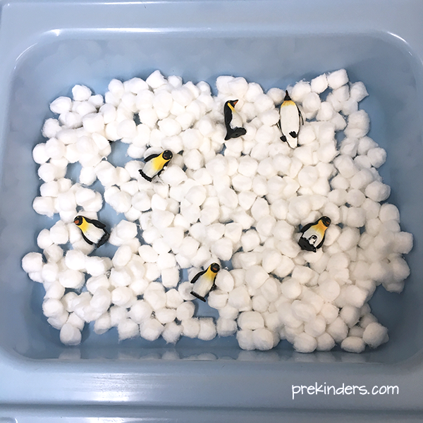 Cotton Ball Snow Sensory Table