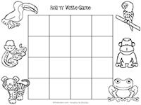 Rainforest Roll and Write Game printable