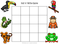 Rainforest Roll and Write Game printable