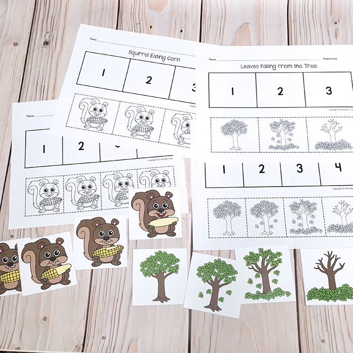 Forest Sequencing Cards: Squirrel, Tree