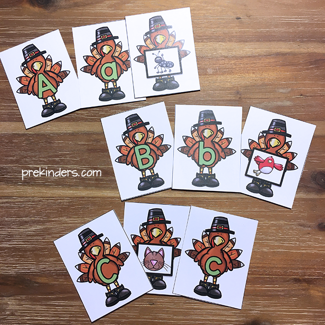 Turkey Letter Sound Cards printable