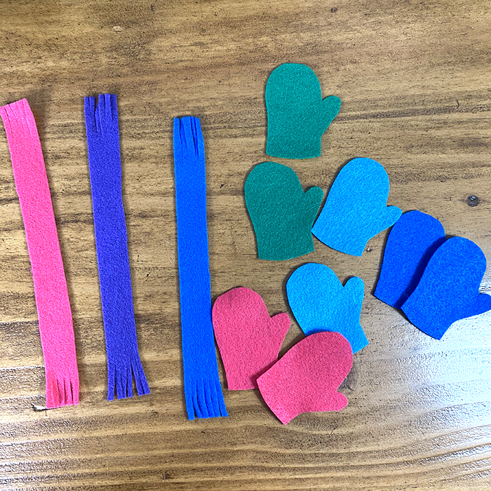 fine motor mittens and scarves for winter