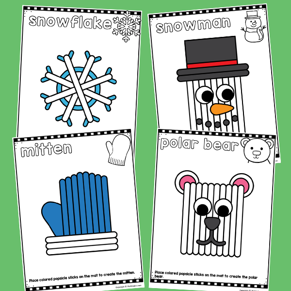 Winter Popsicle Stick Fine Motor Printables