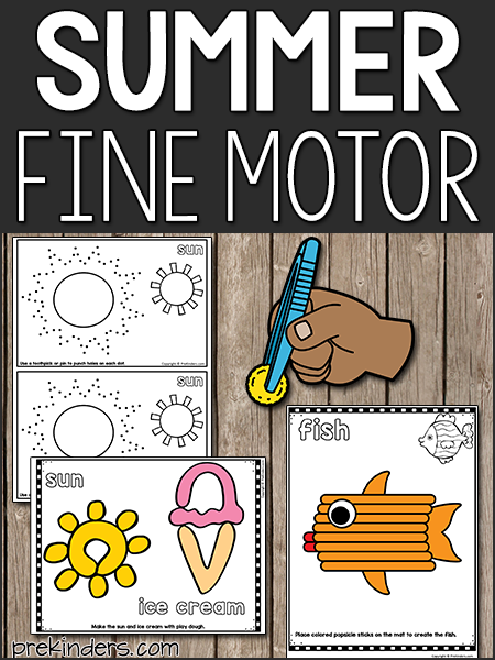 Summer Fine Motor Activity Printables for Preschool, Pre-K