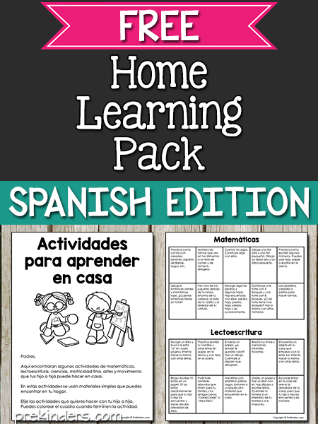 Home Learning Pack Spanish Edition (Preschool, Pre-K)