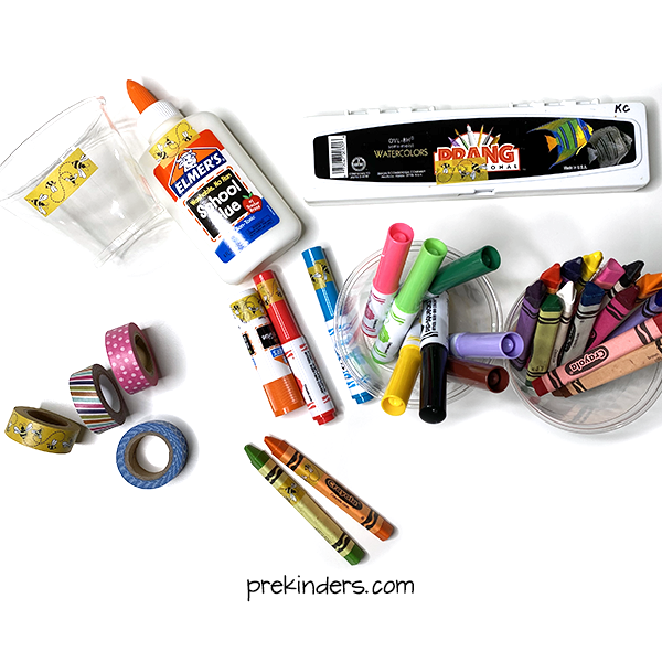Label all art materials with Washi tape to keep children's supplies separate