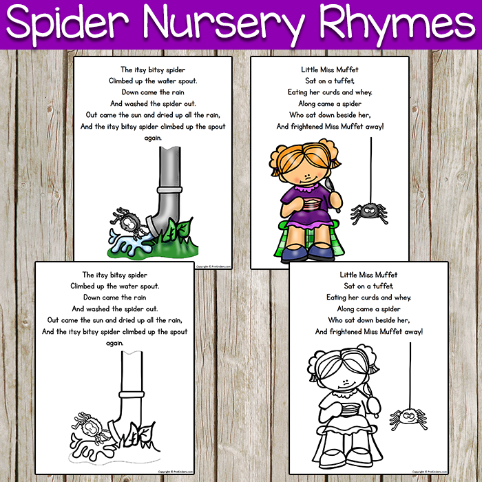 Spider Nursery Rhyme Printable Posters