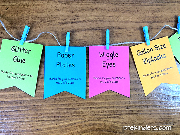 Classroom Wish List Banner Printable